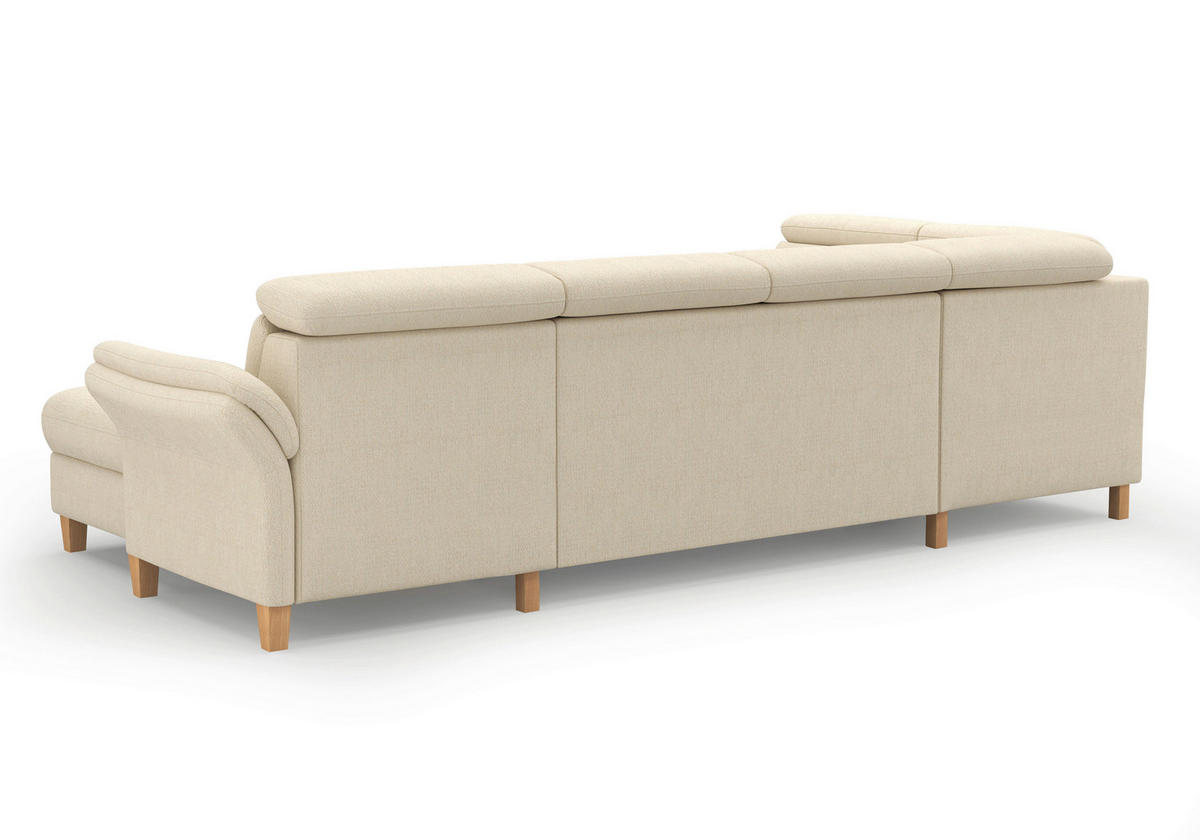 WOHNLANDSCHAFT GLENDALE E Sandfarben Chenille  - Sandfarben/Eichefarben, KONVENTIONELL, Holz/Textil (193/321/166cm) - Sit & More