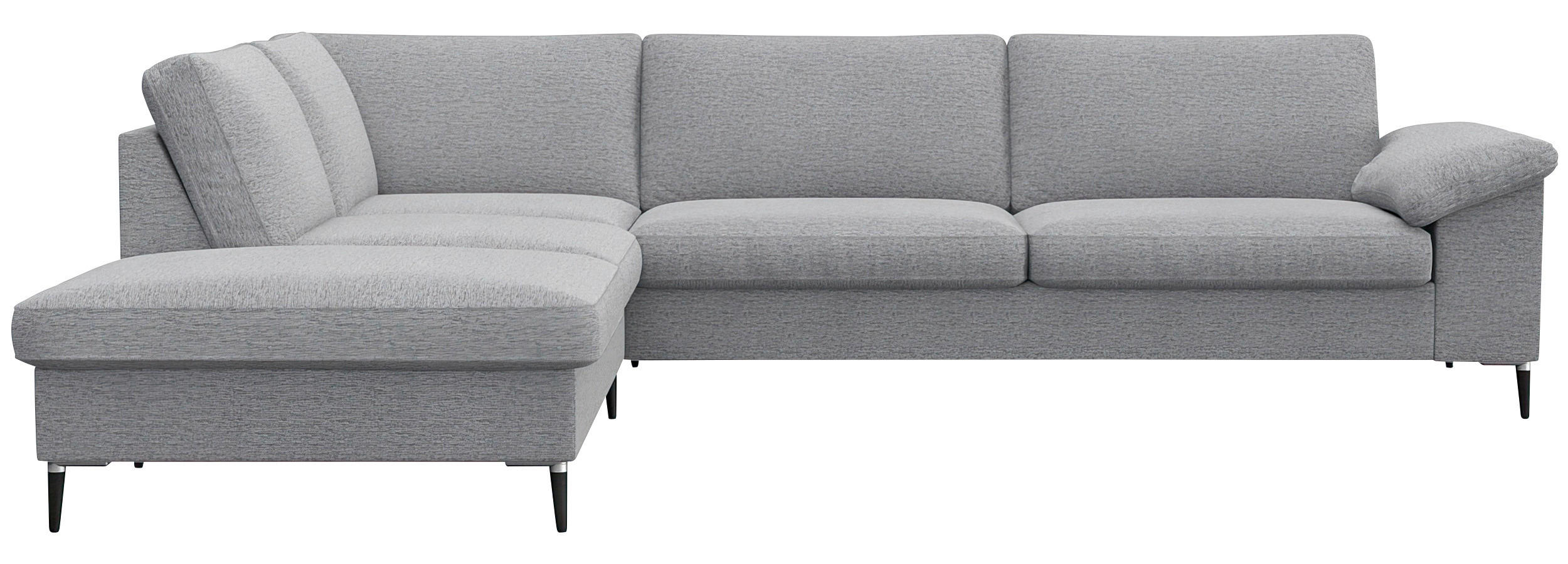 ECKSOFA Hellgrau Chenille, Webstoff, Flachgewebe - Hellgrau/Alufarben, Design, Textil/Metall (225/279cm) - Livetastic