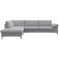 ECKSOFA Hellgrau Chenille, Webstoff, Flachgewebe  - Hellgrau/Alufarben, Design, Textil/Metall (225/279cm) - Livetastic