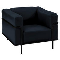 SESSEL in Echtleder Dunkelblau  - Schwarz/Dunkelblau, Design, Leder/Metall (91/67/96cm) - Johann Jakob