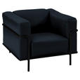 SESSEL in Echtleder Dunkelblau  - Schwarz/Dunkelblau, Design, Leder/Metall (91/67/96cm) - Johann Jakob