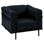 SESSEL in Echtleder Dunkelblau  - Schwarz/Dunkelblau, Design, Leder/Metall (91/67/96cm) - Johann Jakob