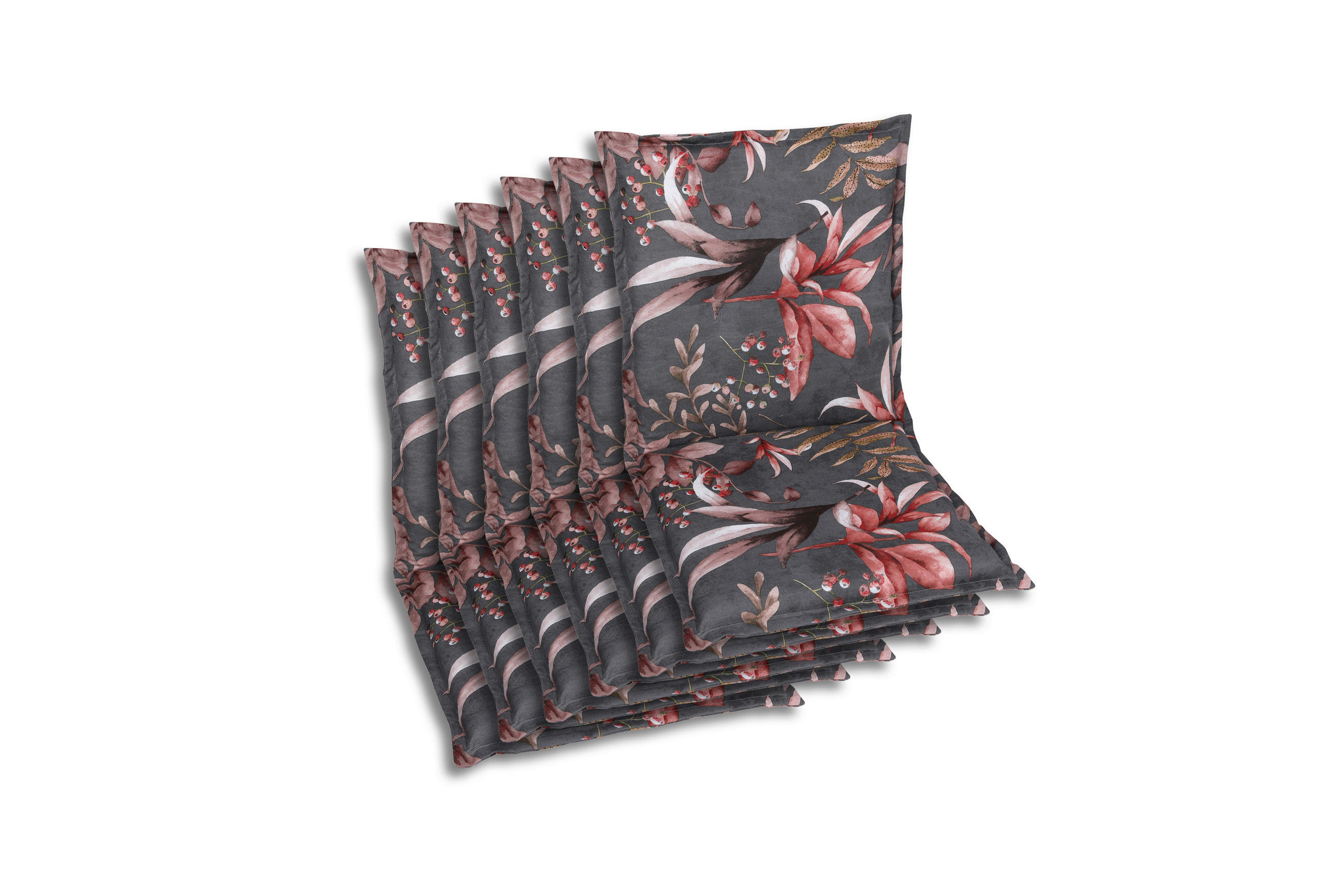 SESSELAUFLAGENSET Blätter  - Anthrazit/Braun, Basics, Textil (50/7/100cm)