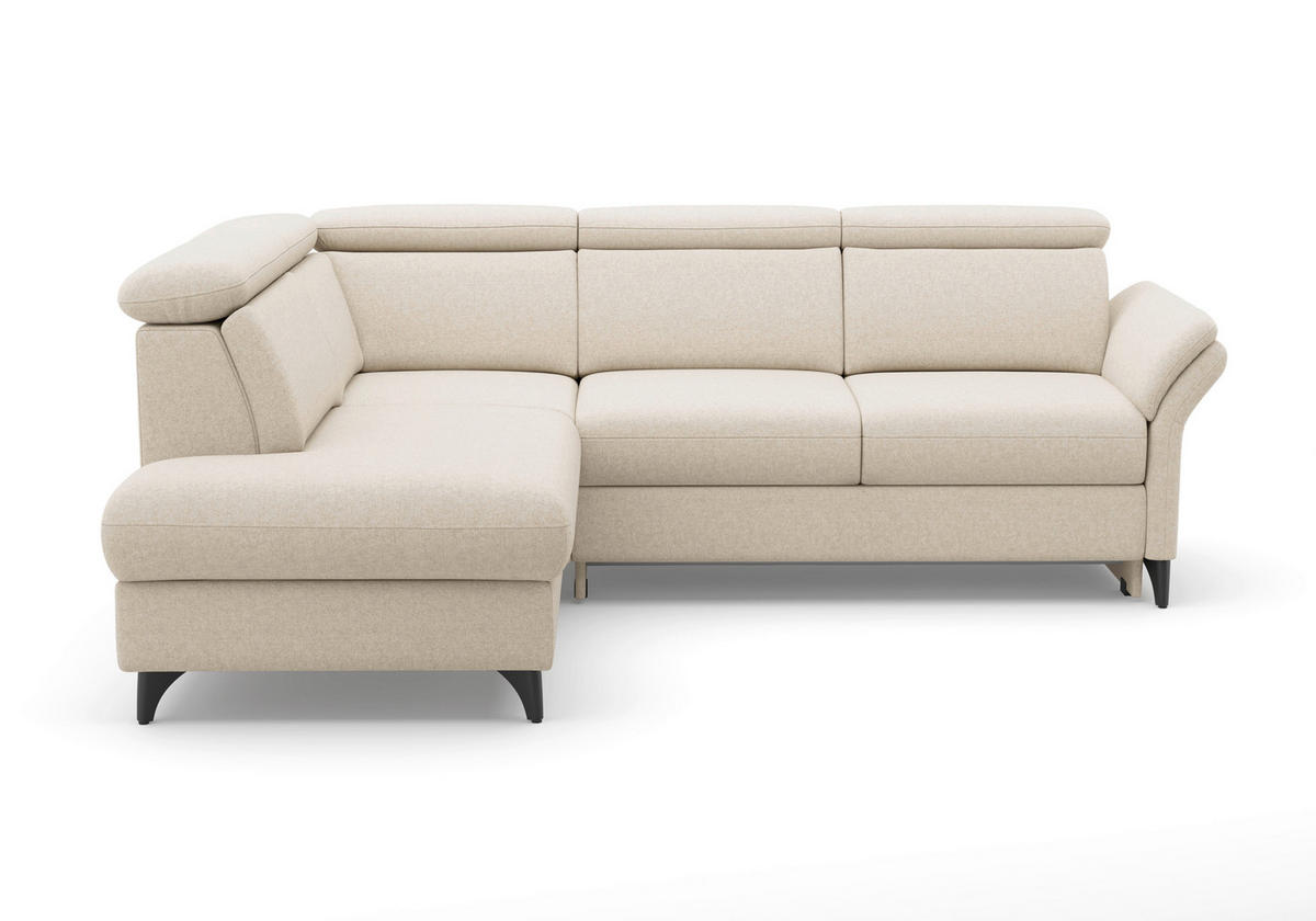 ECKSOFA GLENDALE E in Flachgewebe Creme  193/247 cm  - Creme/Schwarz, KONVENTIONELL, Textil/Metall (193/247cm) - Sit & More