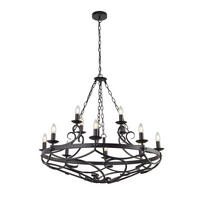 KRONLEUCHTER 89/132 cm   - Schwarz, KONVENTIONELL, Metall (89/132cm) - Searchlight