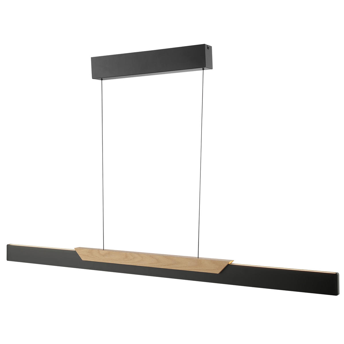 LED-HÄNGELEUCHTE 121/6/120 cm  - Eiche Bianco/Schwarz, Natur, Holz/Kunststoff (121/6/120cm)