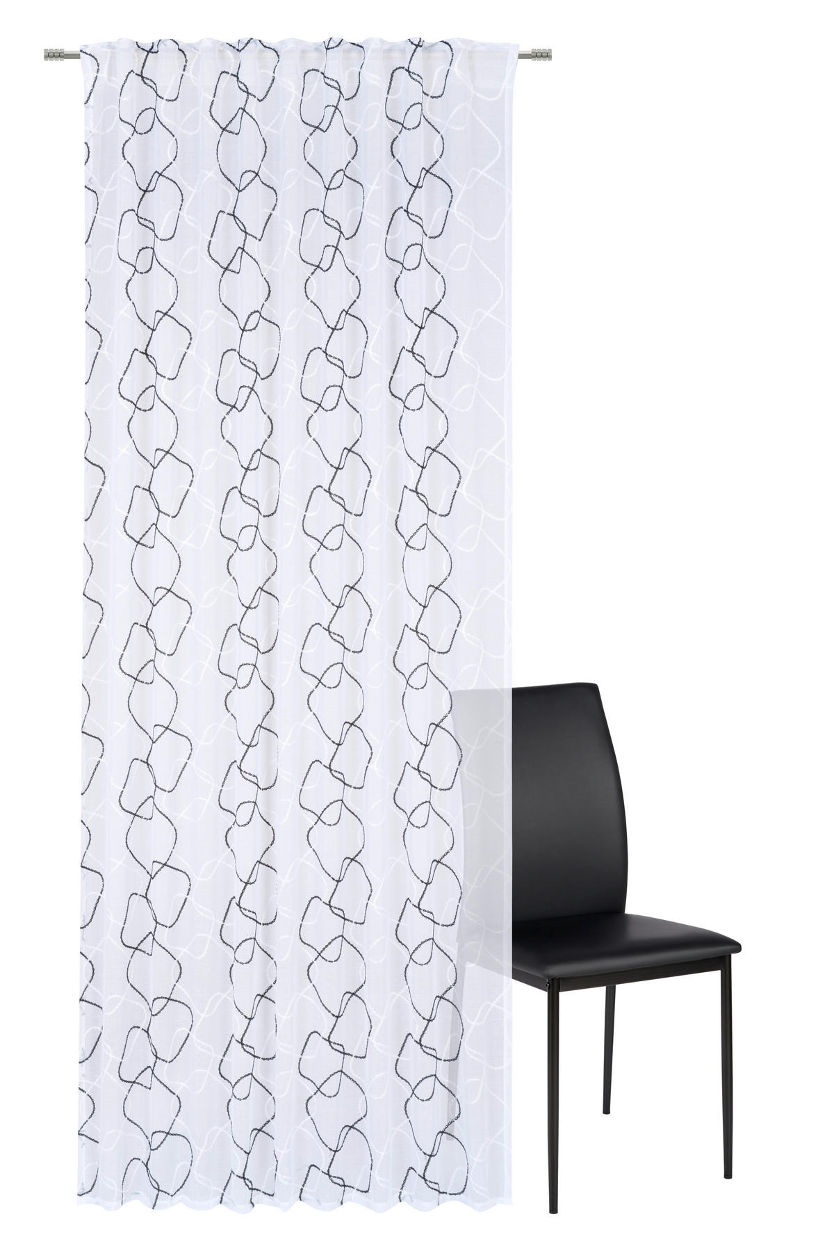 GOTOVA ZAVESA crna, bela - bela/crna, Konvencionalno, tekstil (140/245cm) - Esposa