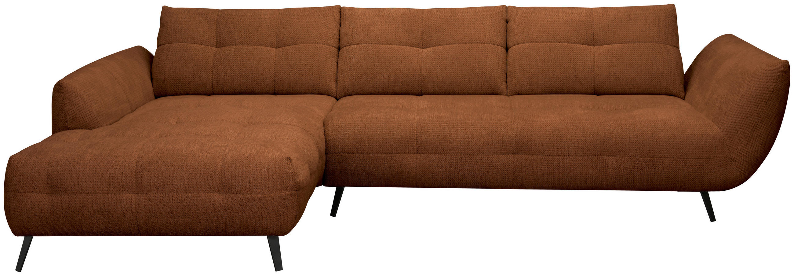 ECKSOFA Dunkelorange Chenille Armlehnenkissen, Rücken echt, Sitztiefenverstellung  - Dunkelorange/Schwarz, KONVENTIONELL, Textil/Metall (215/313cm) - Hom`in