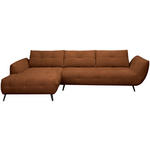 ECKSOFA Dunkelorange Chenille Armlehnenkissen, Rücken echt, Sitztiefenverstellung  - Dunkelorange/Schwarz, KONVENTIONELL, Textil/Metall (215/313cm) - Hom`in