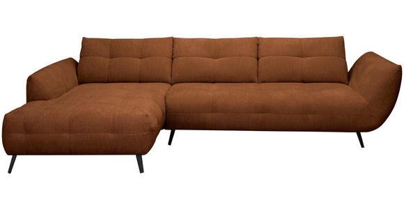 ECKSOFA Dunkelorange Chenille Armlehnenkissen, Rücken echt, Sitztiefenverstellung  - Dunkelorange/Schwarz, KONVENTIONELL, Textil/Metall (215/313cm) - Hom`in