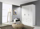 DREHTÜRENSCHRANK 3-türig Weiß, Weiß Hochglanz  - Weiß Hochglanz/Alufarben, Design, Holzwerkstoff/Kunststoff (136/197/54cm) - Carryhome
