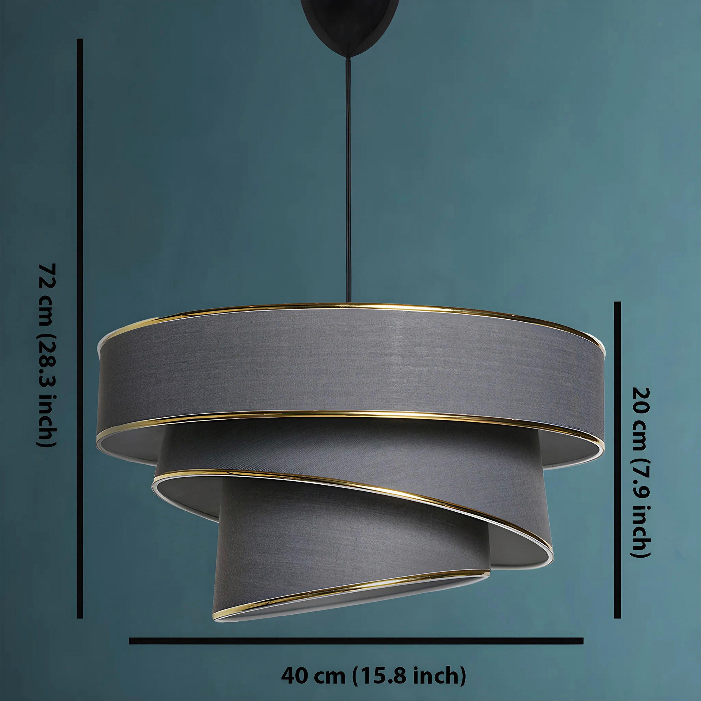 HÄNGELEUCHTE 40/72 cm   - Anthrazit/Goldfarben, Design, Kunststoff/Textil (40/72cm) - P & B