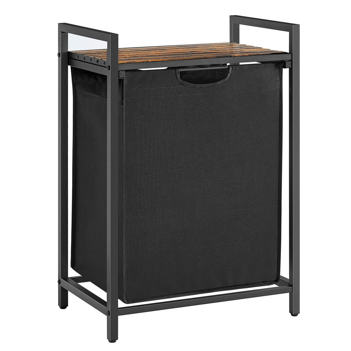 WÄSCHEKORB - Schwarz/Braun, Trend, Holzwerkstoff/Textil (50/72/33cm) - MID.YOU