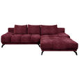ECKSOFA in Chenille Dunkelrot  - Schwarz/Dunkelrot, MODERN, Textil/Metall (290/182cm) - Hom`in
