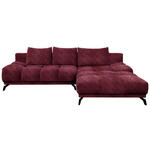 ECKSOFA in Chenille Dunkelrot  - Schwarz/Dunkelrot, MODERN, Textil/Metall (290/182cm) - Hom`in