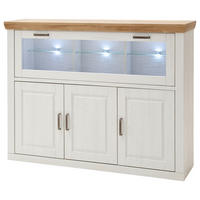 HIGHBOARD Brixen 163/123/40 cm  - Eichefarben/Schwarz, Design, Glas/Holzwerkstoff (163/123/40cm) - Livetastic