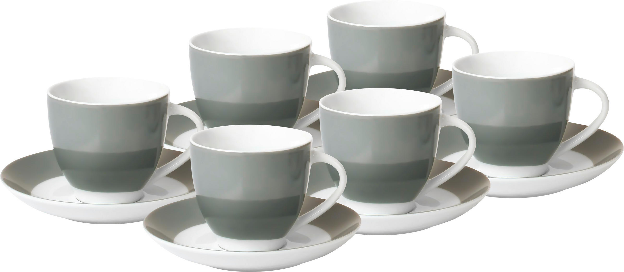 Tassenset Grau Weiß 6-Teilig B: 10,5 Cm