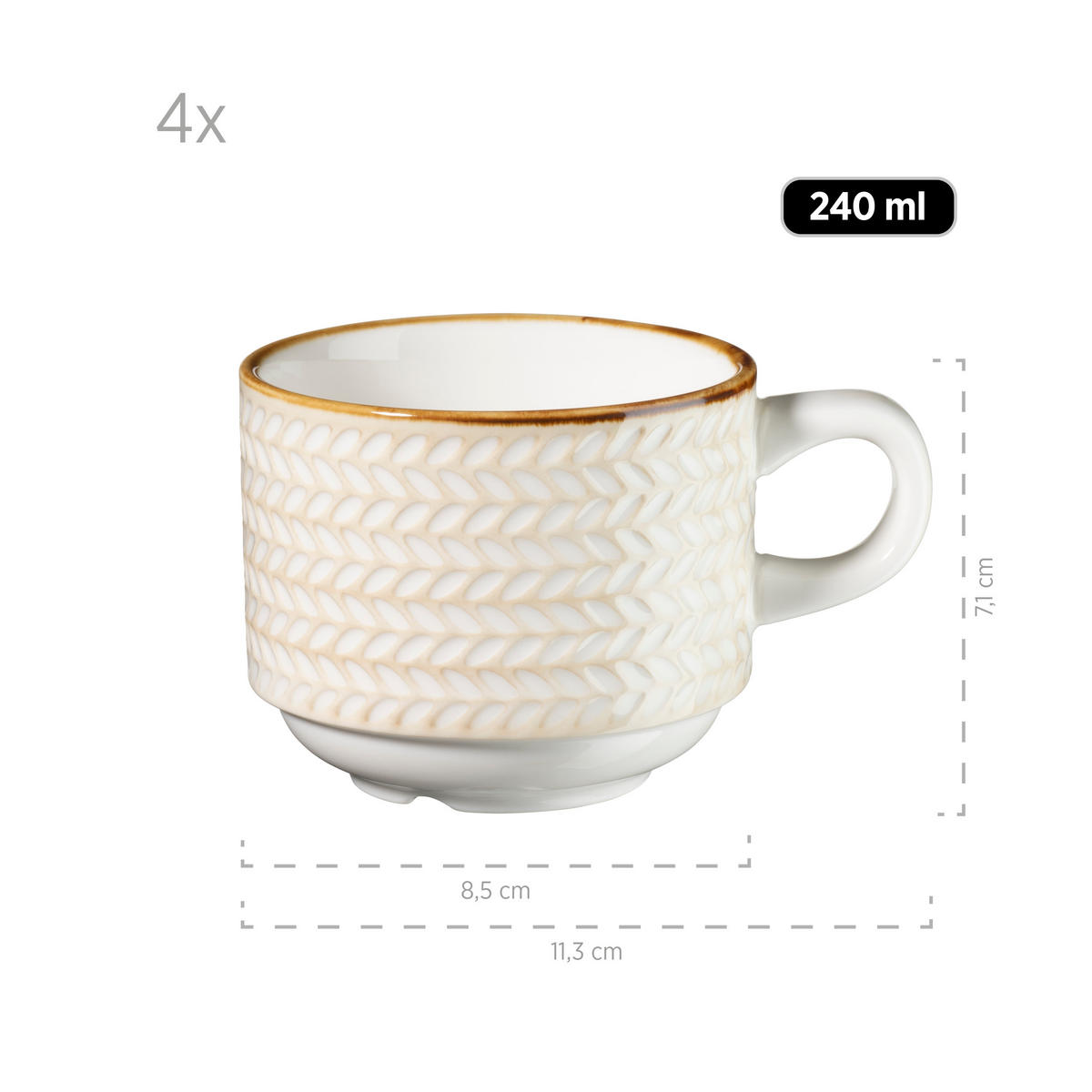 KAFFEESERVICE Weiß Prospero 12-teilig  - Weiß, Basics, Keramik (24,5/24,5/22,5cm) - Mäser