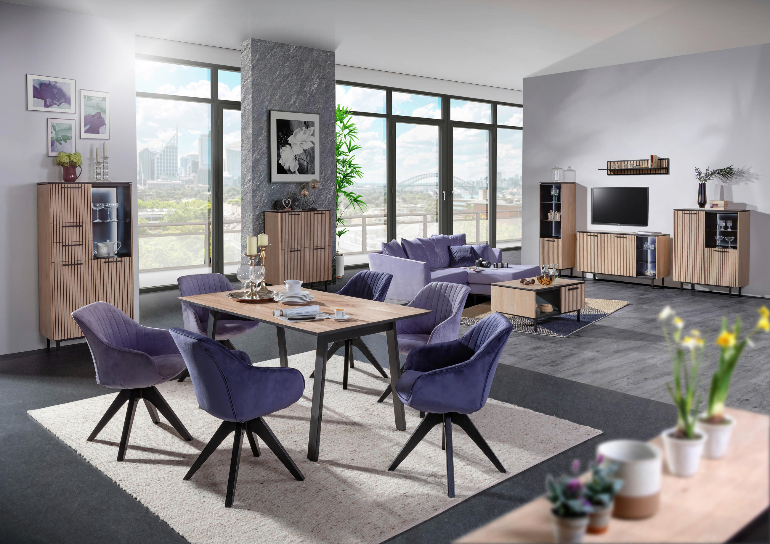 HIGHBOARD  in 90/120/43 cm  - Eichefarben/Schwarz, Trend, Holzwerkstoff/Metall (90/120/43cm) - Carryhome