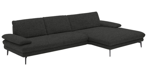 ECKSOFA in Velours Anthrazit 310/180 cm - Anthrazit/Schwarz, Design, Textil/Metall (310/180cm) - Dieter Knoll