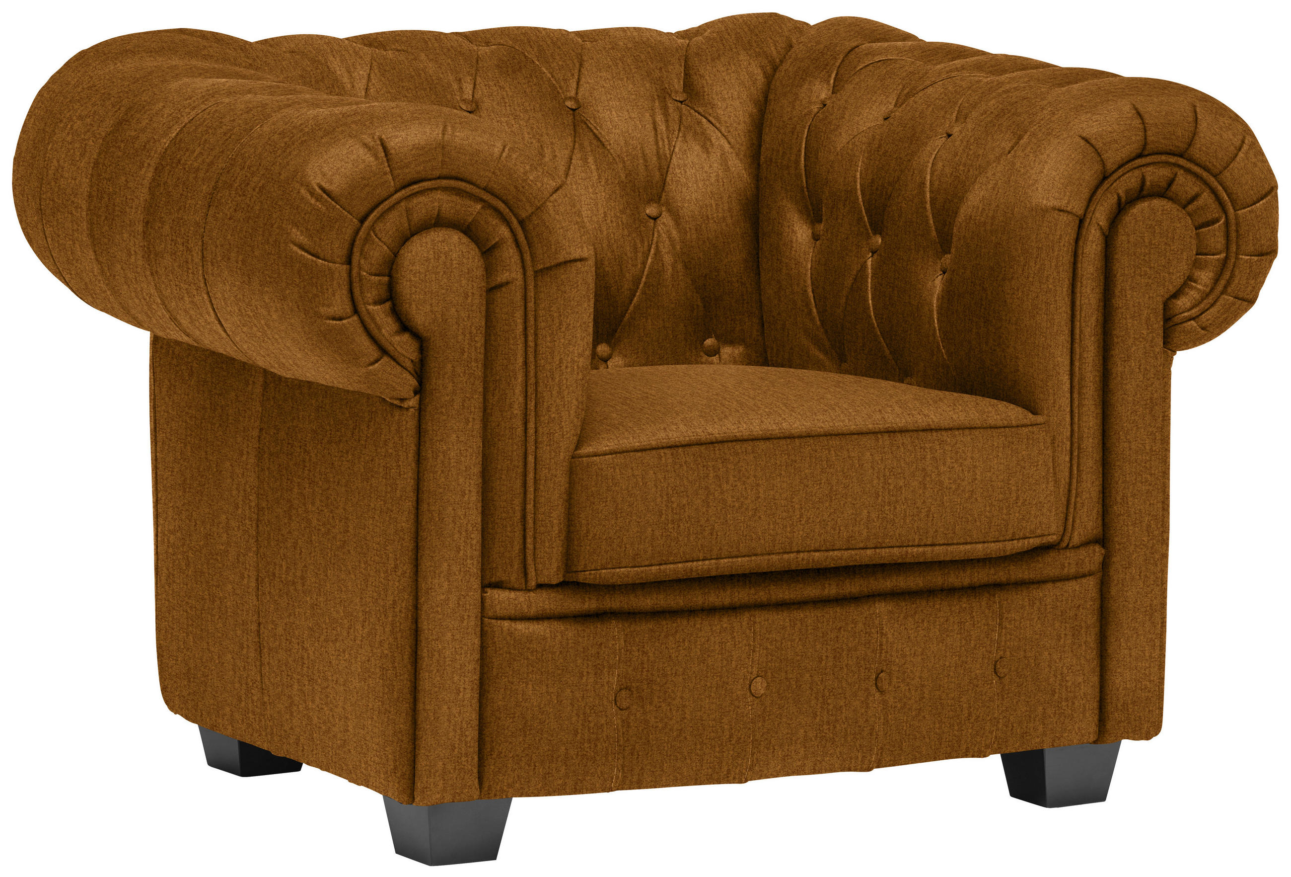 CHESTERFIELD-SESSEL - Wengefarben/Currygelb, LIFESTYLE, Holz/Textil (115/76,5/96cm) - Landscape