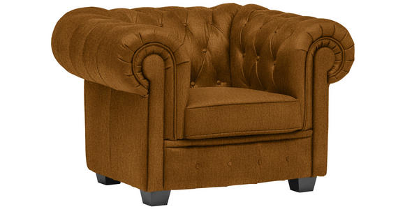 CHESTERFIELD-SESSEL - Wengefarben/Currygelb, LIFESTYLE, Holz/Textil (115/76,5/96cm) - Landscape