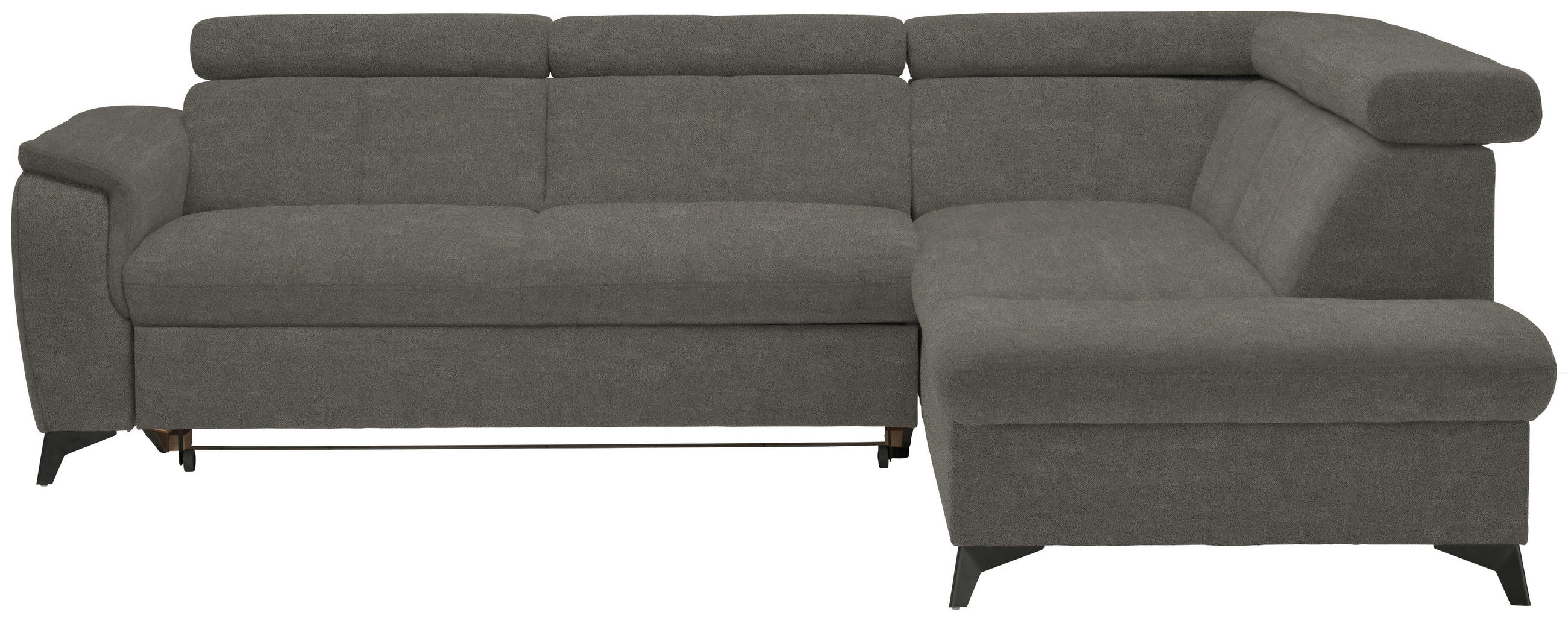 ECKSOFA in Mikrofaser Graubraun  - Graubraun/Schwarz, Design, Textil/Metall (260/203cm) - Stylife