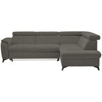 ECKSOFA in Mikrofaser Graubraun  - Graubraun/Schwarz, Design, Textil/Metall (260/203cm) - Stylife
