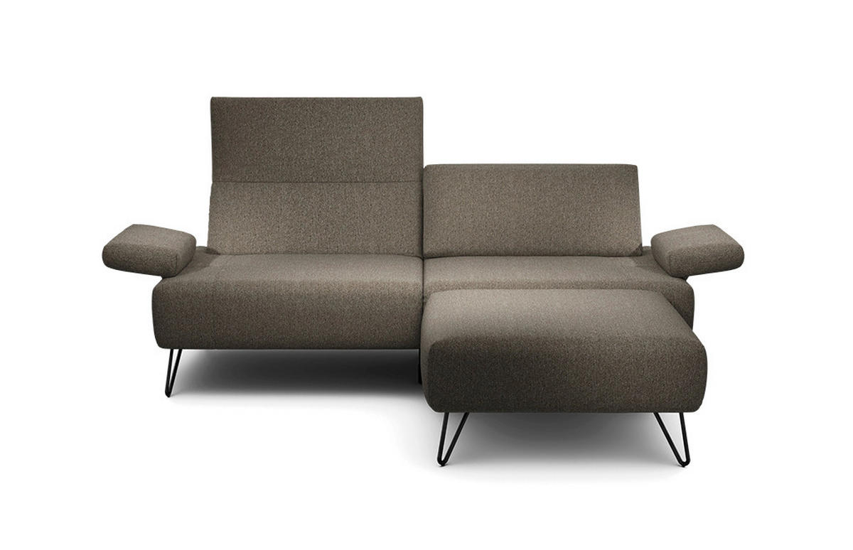 2,5-SITZER Chenille Braun  - Schwarz/Braun, Design, Textil/Metall (204-234/85/86-94cm) - SENSOO