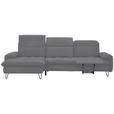 ECKSOFA in Flachgewebe Grau  - Schwarz/Grau, LIFESTYLE, Textil/Metall (180/310cm) - Valnatura