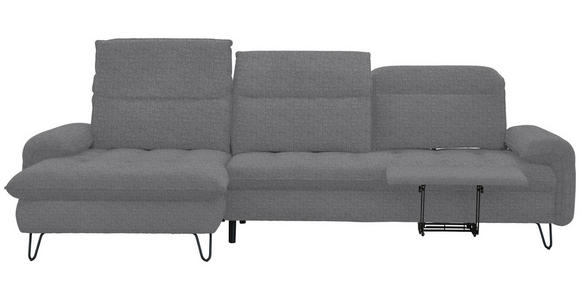 ECKSOFA in Flachgewebe Grau  - Schwarz/Grau, LIFESTYLE, Textil/Metall (180/310cm) - Valnatura