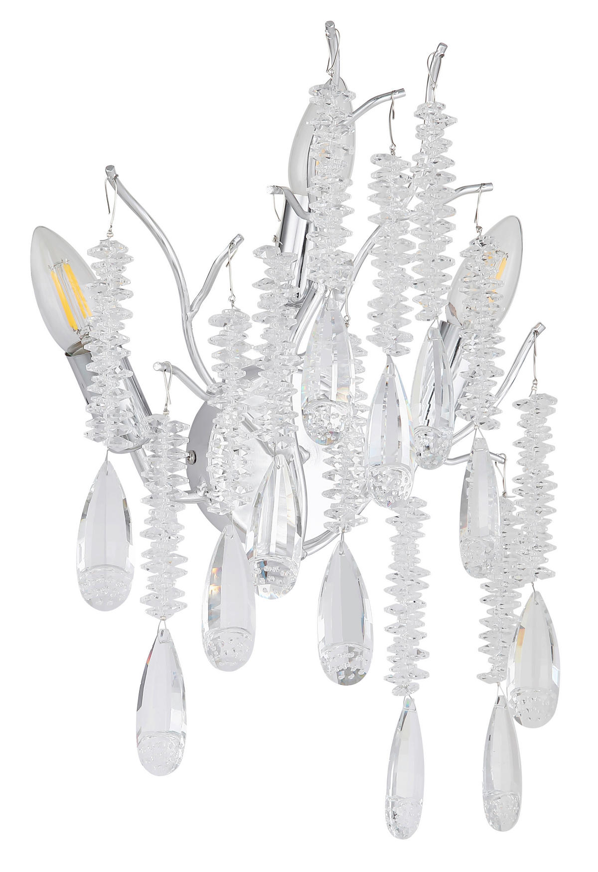 WANDLEUCHTE 35/47 cm   - Klar/Silberfarben, KONVENTIONELL, Glas/Metall (35/47cm) - Globo