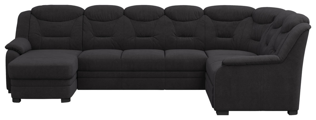 WOHNLANDSCHAFT in Chenille Schwarz  - Schwarz, Basics, Kunststoff/Textil (162/330/211cm) - MID.YOU