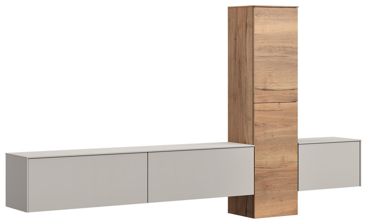 WOHNWAND  in Grau  282/160/37 cm  - Eichefarben/Grau, Design, Holzwerkstoff (282/160/37cm) - Celina Home