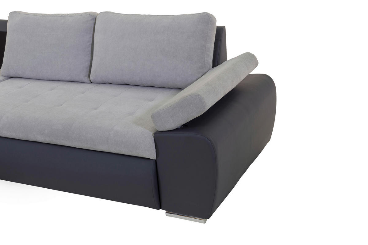 ECKSOFA in Flachgewebe Grau, Dunkelgrau  - Dunkelgrau/Grau, Design, Kunststoff/Textil (175/271cm) - MID.YOU