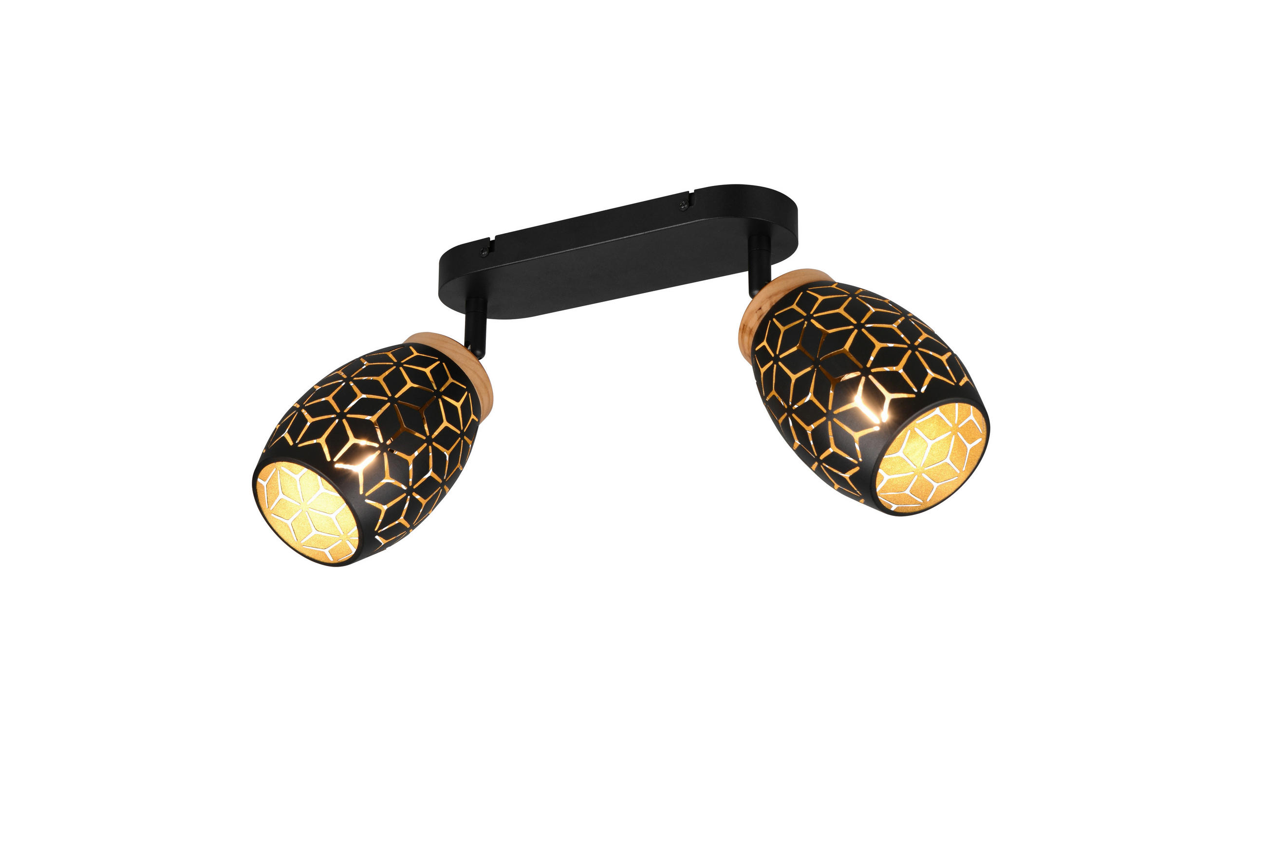 TAKSPOTLIGHT 28/27/12 cm - svart/guldfärgad, Trend, metall/trä (28/27/12cm)