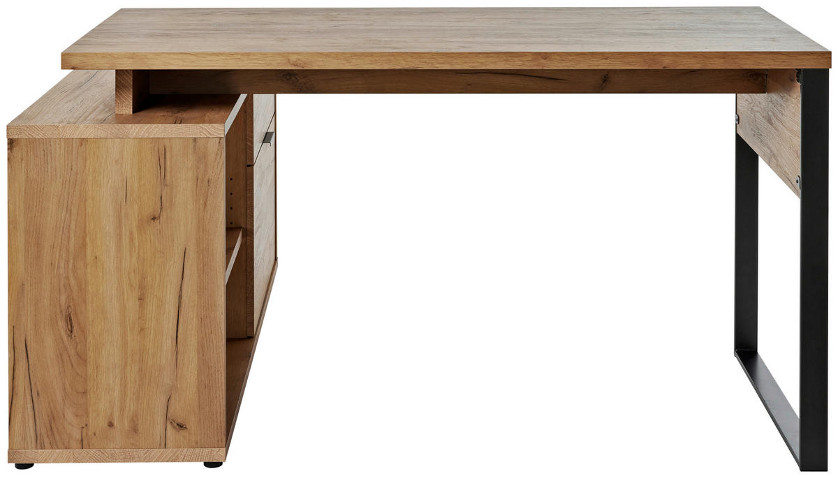ECKSCHREIBTISCH 150/120/76 cm  in Anthrazit, Eichefarben  - Eichefarben/Anthrazit, MODERN, Holzwerkstoff/Metall (150/120/76cm) - Livetastic