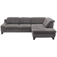 ECKSOFA in Chenille Graubraun  - Graubraun/Schwarz, KONVENTIONELL, Textil/Metall (281/200cm) - Carryhome