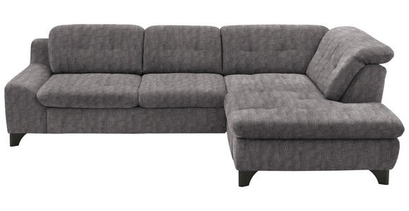 ECKSOFA in Chenille Graubraun  - Graubraun/Schwarz, KONVENTIONELL, Textil/Metall (281/200cm) - Carryhome