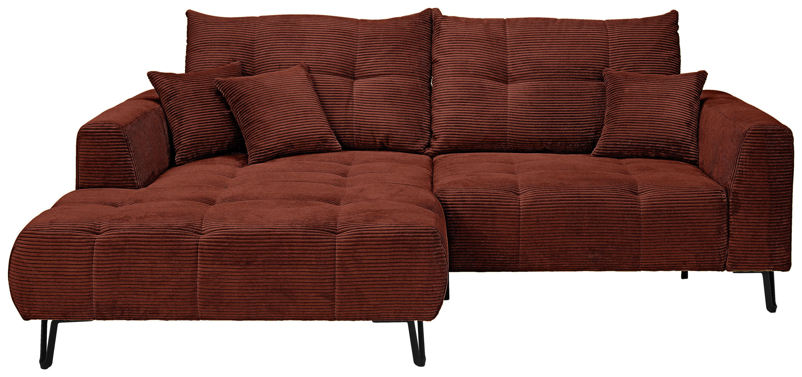 ECKSOFA Kupferfarben Cord  - Schwarz/Kupferfarben, KONVENTIONELL, Textil/Metall (185/250cm) - Carryhome