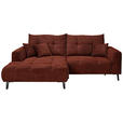 ECKSOFA in Cord Kupferfarben  - Schwarz/Kupferfarben, KONVENTIONELL, Textil/Metall (185/250cm) - Carryhome