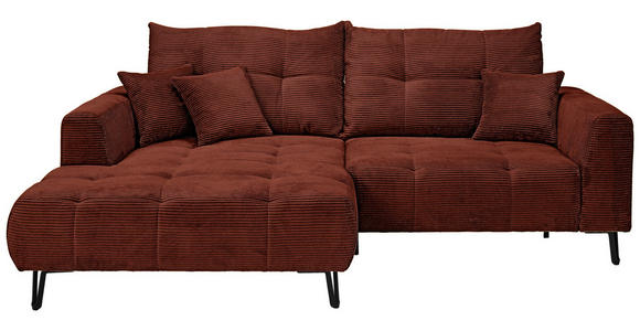 ECKSOFA in Cord Kupferfarben  - Schwarz/Kupferfarben, KONVENTIONELL, Textil/Metall (185/250cm) - Carryhome