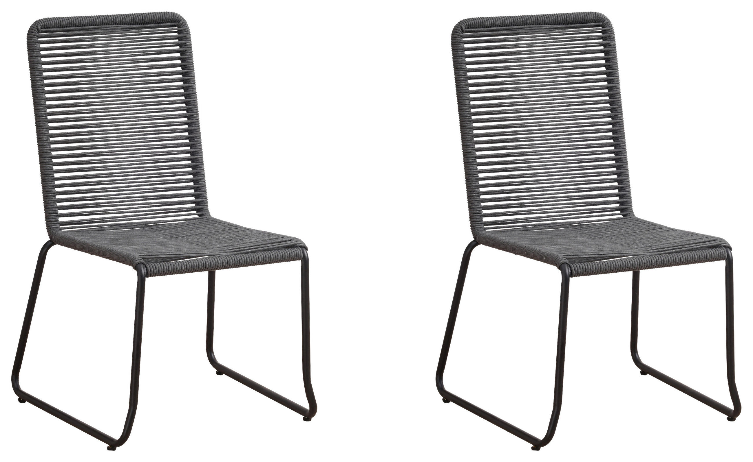 GARTENSTUHL-SET Metall, Kunststoff Anthrazit  - Anthrazit, Design, Kunststoff/Metall (60/89/44cm) - Gardenson