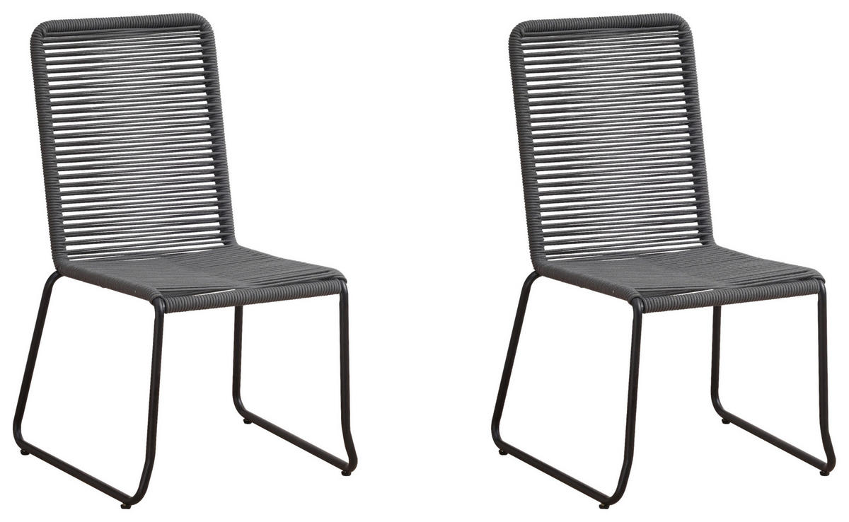 GARTENSTUHL-SET Metall, Kunststoff Anthrazit  - Anthrazit, Design, Kunststoff/Metall (60/89/44cm) - Gardenson