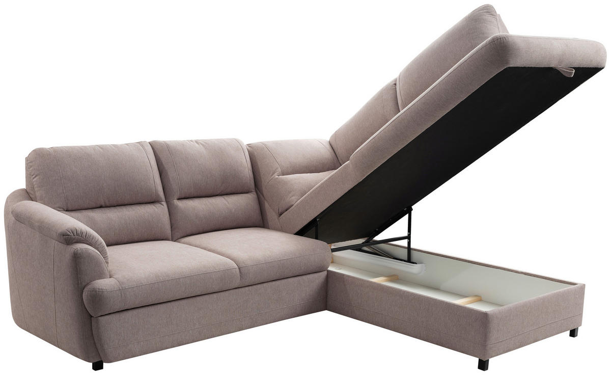 ECKSOFA Greige  - Greige/Schwarz, Basics, Holz/Textil (240/200cm) - MID.YOU