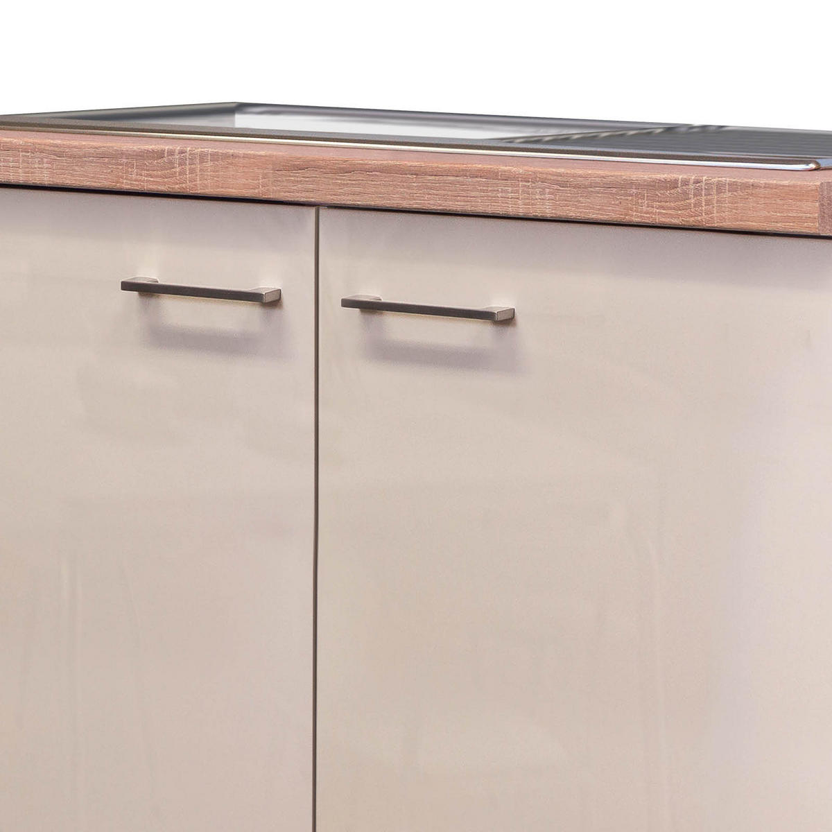 SPÜLENUNTERSCHRANK 100/86/60 cm  in Kaschmir  - Kaschmir/Edelstahlfarben, MODERN, Holzwerkstoff/Metall (100/86/60cm) - FlexWell