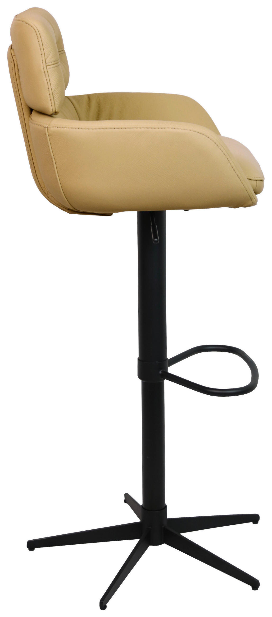 BARHOCKER Echtleder Schwarz, Karamell Eisen Lederauswahl, Sitzfläche 360° drehbar  - Karamell/Schwarz, Design, Leder/Metall (54/99-116,5/52cm) - Dieter Knoll