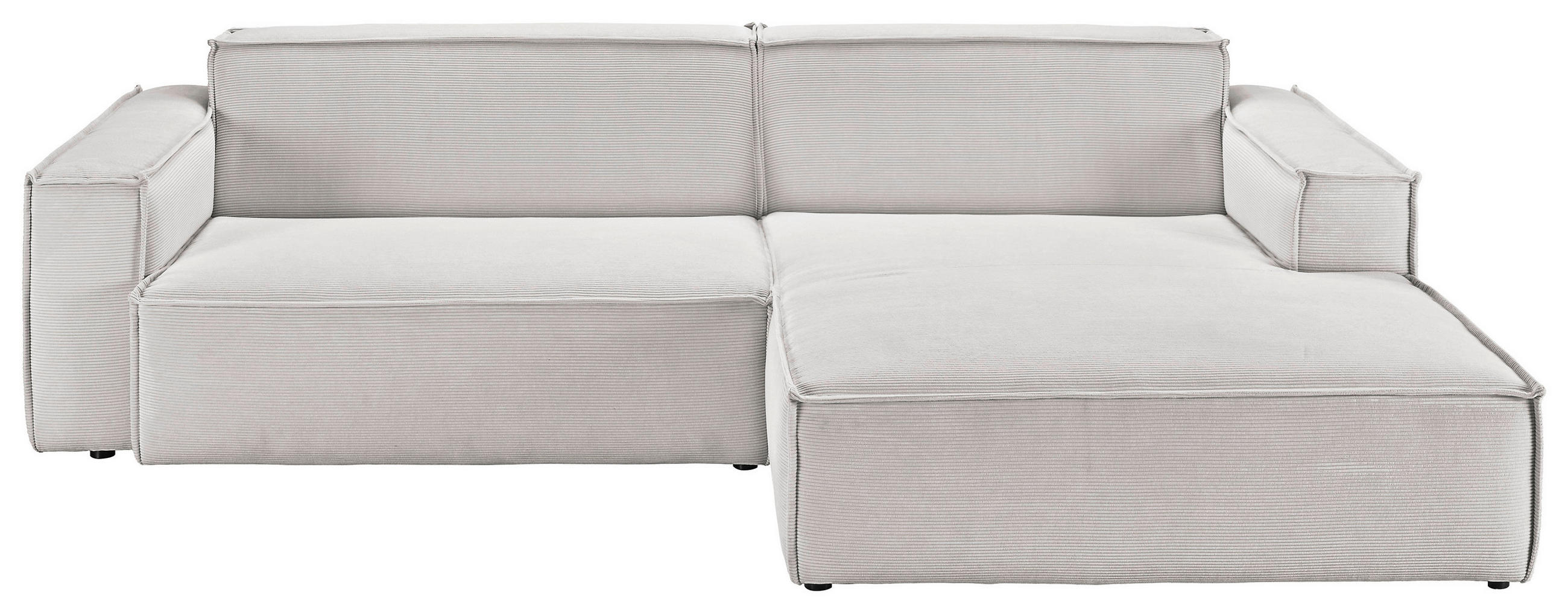 ECKSOFA Hellgrau Feincord  - Hellgrau/Schwarz, KONVENTIONELL, Kunststoff/Textil (276/168cm) - Hom`in