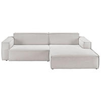 ECKSOFA in Feincord Hellgrau  276/168 cm  - Hellgrau/Schwarz, KONVENTIONELL, Kunststoff/Textil (276/168cm) - Hom`in