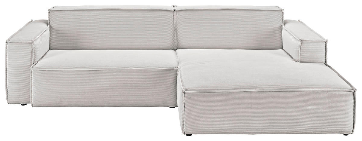 ECKSOFA in Feincord Hellgrau  276/168 cm  - Hellgrau/Schwarz, KONVENTIONELL, Kunststoff/Textil (276/168cm) - Hom`in
